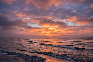 ocean horizon during sunset in landscape photography HD wallpaper