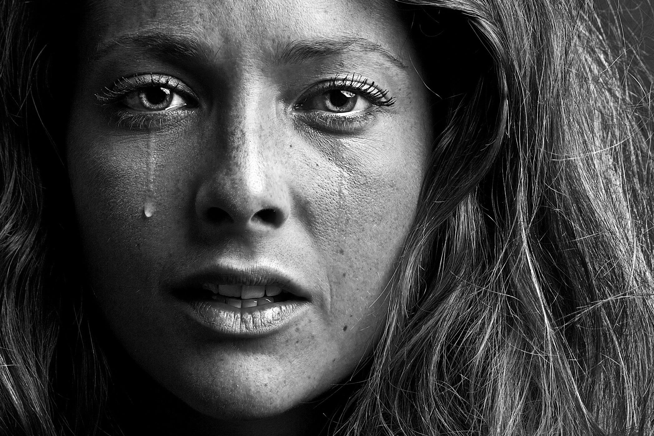 Grayscale Photo Of Woman Crying Hd Wallpaper Wallpaper Flare