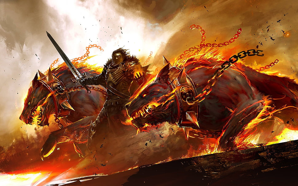man carrying sword illustration, Guild Wars, Guild Wars 2 HD wallpaper