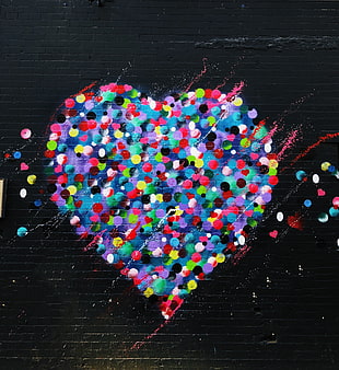 blue and multicolored heart photo