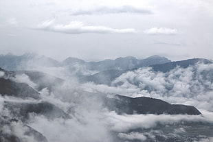 mountain and clouds, Mountains, Clouds, Fog