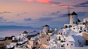 Santorini Greece during golden hour HD wallpaper