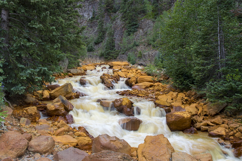 timelpase photo a waterfalls, mountain creek HD wallpaper