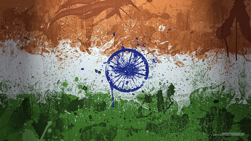blue and white floral table decor, flag, India HD wallpaper