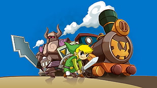 Zelda digital wallpaper, The Legend of Zelda, The Legend of Zelda: Spirit Tracks, Link, train