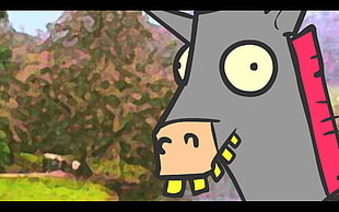 gray and pink horse illustration, horse, cartoon, artwork, animals