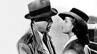 men's black hat, movies, Casablanca, Humphrey Bogart, Ingrid Bergman HD wallpaper