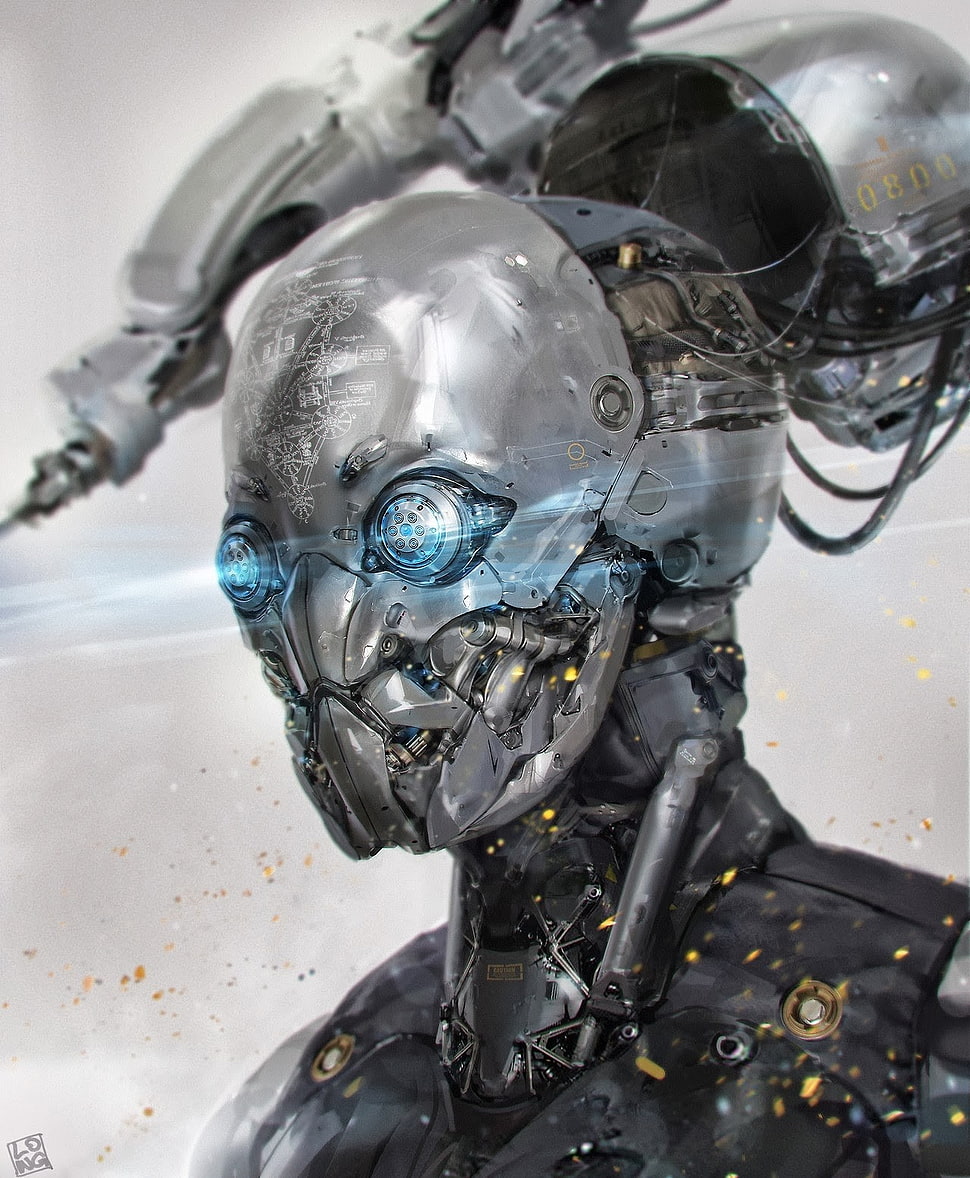 robot illustration, robot, digital art, science fiction HD wallpaper