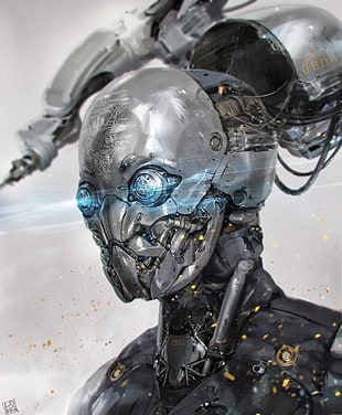 robot illustration, robot, digital art, science fiction