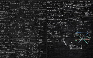 black chalkboard, equations, science HD wallpaper
