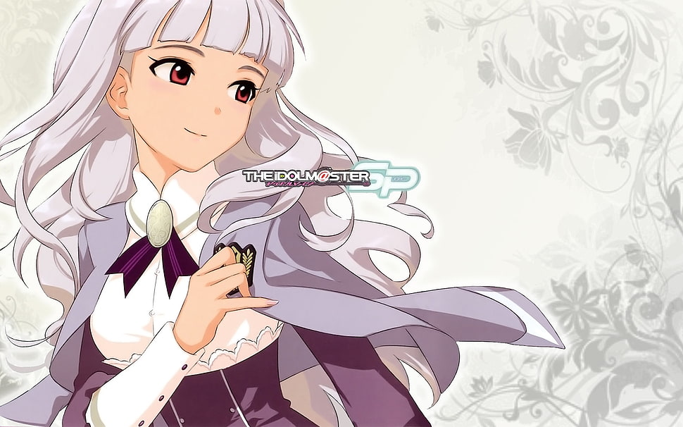 gray haired anime girl with white and gray clothes graphic illustration HD wallpaper