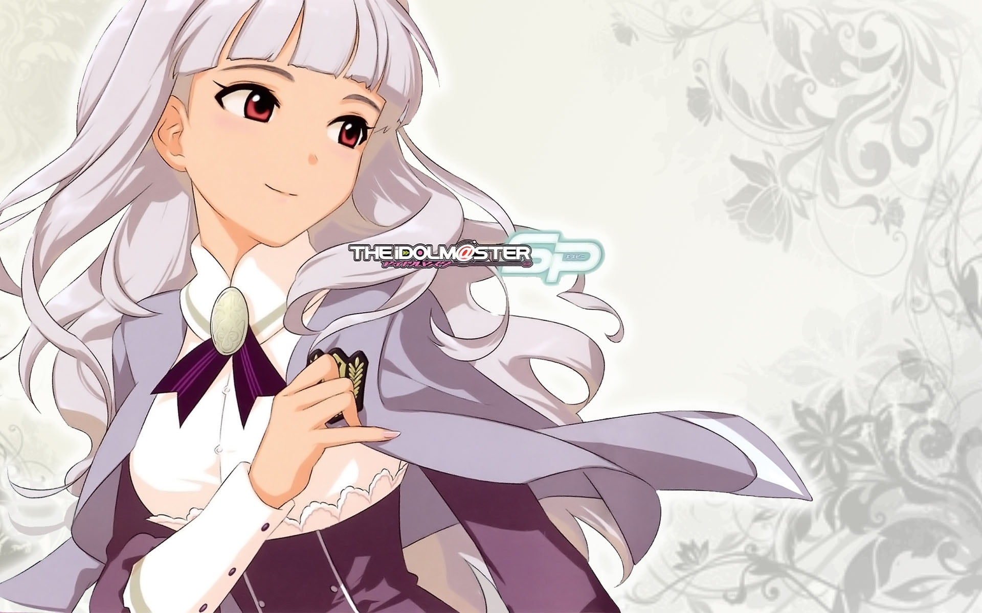 gray haired anime girl with white and gray clothes graphic illustration