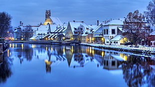 landscape photography of village, city, cityscape, winter, house HD wallpaper