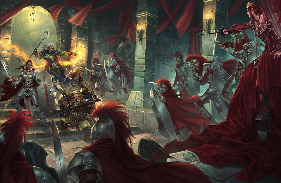 knights illustration, fantasy art, artwork, Pathfinder HD wallpaper