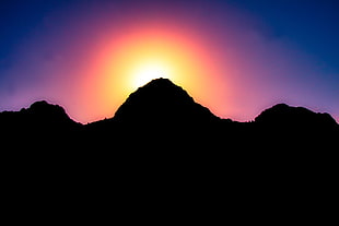black mountain, Mountains, Sunset, Light