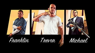 Grand Theft Auto Five Franklin, Trevor, and Michael wallpaper, Grand Theft Auto V, PC gaming, Trevor Philips