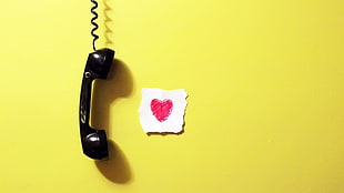 telephone beside heart sketch HD wallpaper