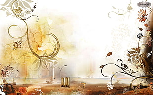white and brown floral wallpaper