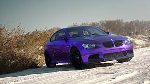purple BMW coupe HD wallpaper