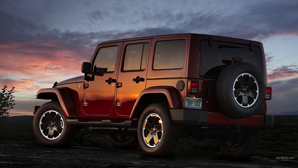 red wrangler, Jeep Wrangler, Jeep, car, vehicle HD wallpaper