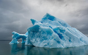 iceberg, nature, landscape, lake, clouds