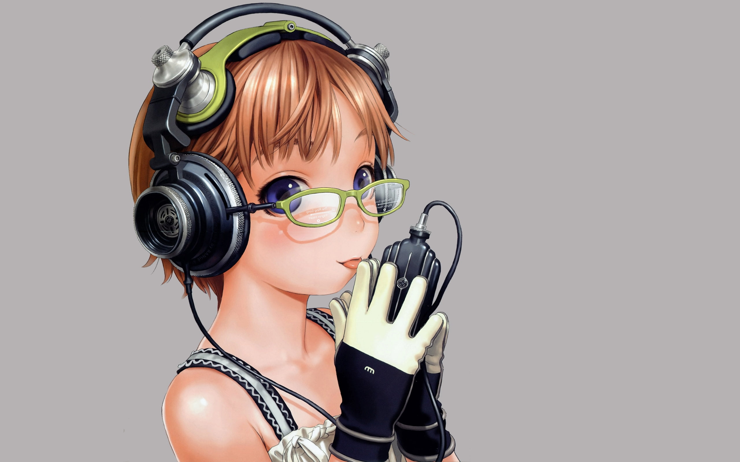 brown hair girl wearing headphones illustration