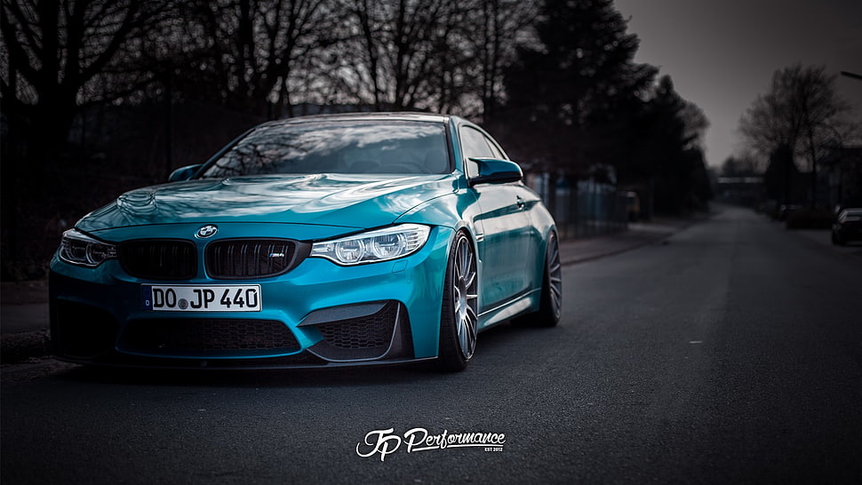 blue BMW car, Jp, JP Performance, tuning, low car HD wallpaper