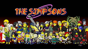 The Simpsons Naruto digital wallpaper, The Simpsons, naruto akatsuki, Naruto Shippuuden HD wallpaper