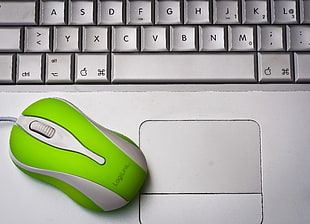 yellow and white LogiLink mouse