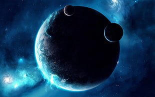 three assorted planets wallpaper, space, planet