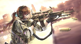 woman holding sniper rifle graphics HD wallpaper