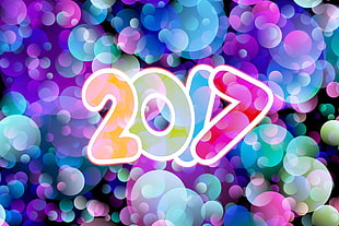 New year,  2017,  Circles,  Glare HD wallpaper