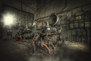 gray industrial machine, machine