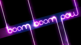black background with boom boom pow text overlay, The Black Eyed Peas, lyrics, typography, minimalism HD wallpaper