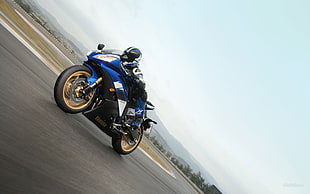 blue and black sports bike, Yamaha R6, motorcycle HD wallpaper