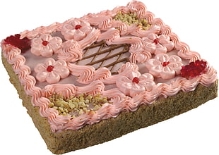strawberry cake with flower icings