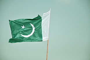 green and white floral textile, flag, Pakistan, photography