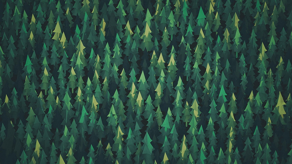 green illustration tree lot HD wallpaper