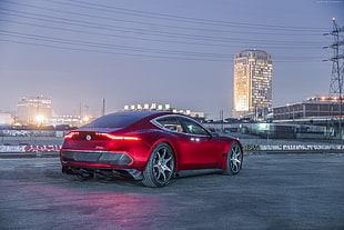 red coupe, Fisker EMotion, CES 2018, electric car HD wallpaper