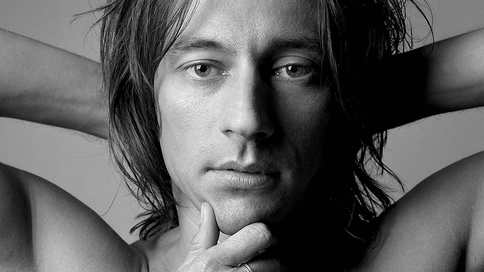 gray scale photo of man HD wallpaper
