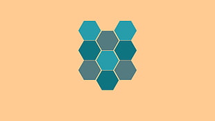 white and blue wall decor, hexagon, material style, minimalism