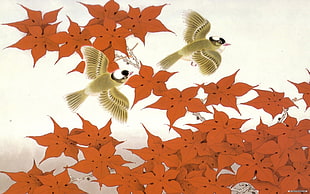 painting of two flying birds