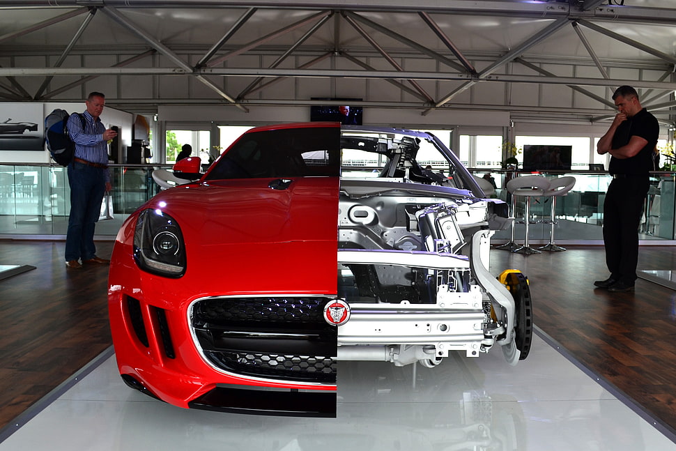 red sports car before and after HD wallpaper