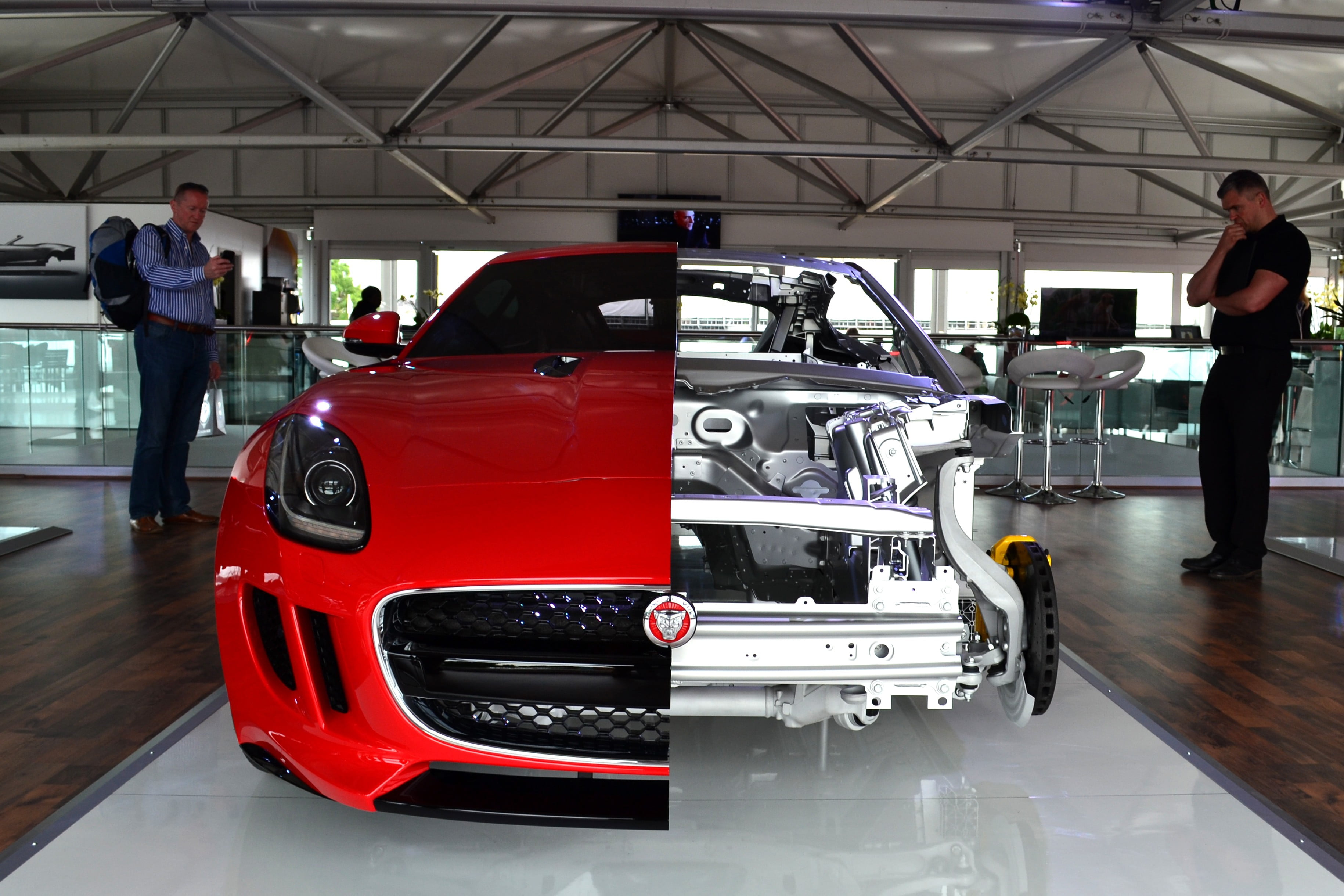 red sports car before and after