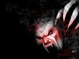 monster illustration, horror, demon, red eyes, dark fantasy