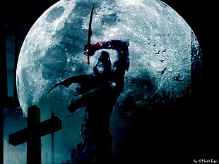 assassin holding up dagger illustration, Dark Angel, angel HD wallpaper