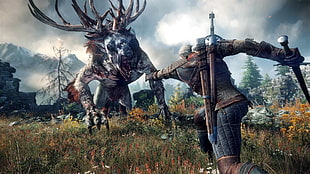 The Witcher digital wallpaper, The Witcher, The Witcher 3: Wild Hunt, video games