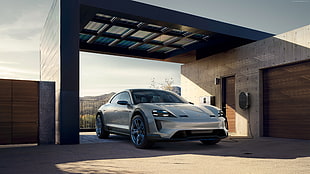 gray sedan, Porsche Mission E Cross Turismo, electric cars, 4k