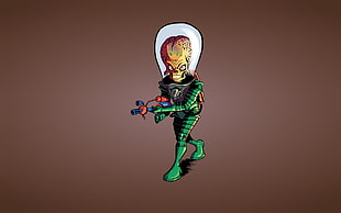 alien holding rifle illustration HD wallpaper