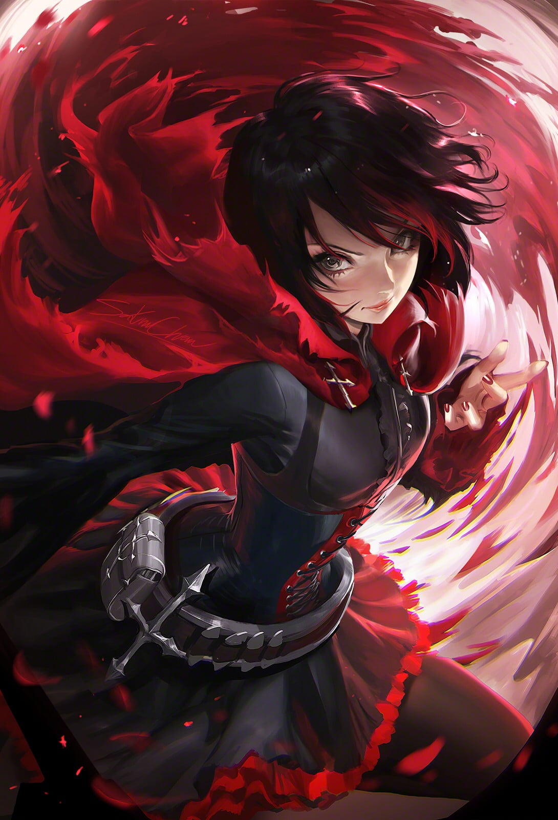 Red-haired female anime character, Sakimichan, RWBY, ruby rose HD wallpaper  | Wallpaper Flare